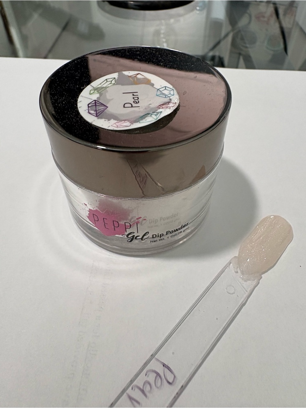 Peppi Gel Pearl white glittery dip nail powder